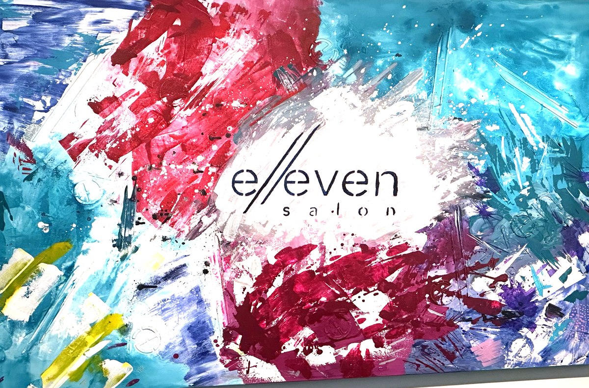 Original abstract painting commissioned for Elleven Salon, with the e//even salon mark